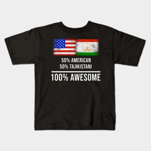 50% American 50% Tajikistani 100% Awesome - Gift for Tajikistani Heritage From Tajikistan Kids T-Shirt